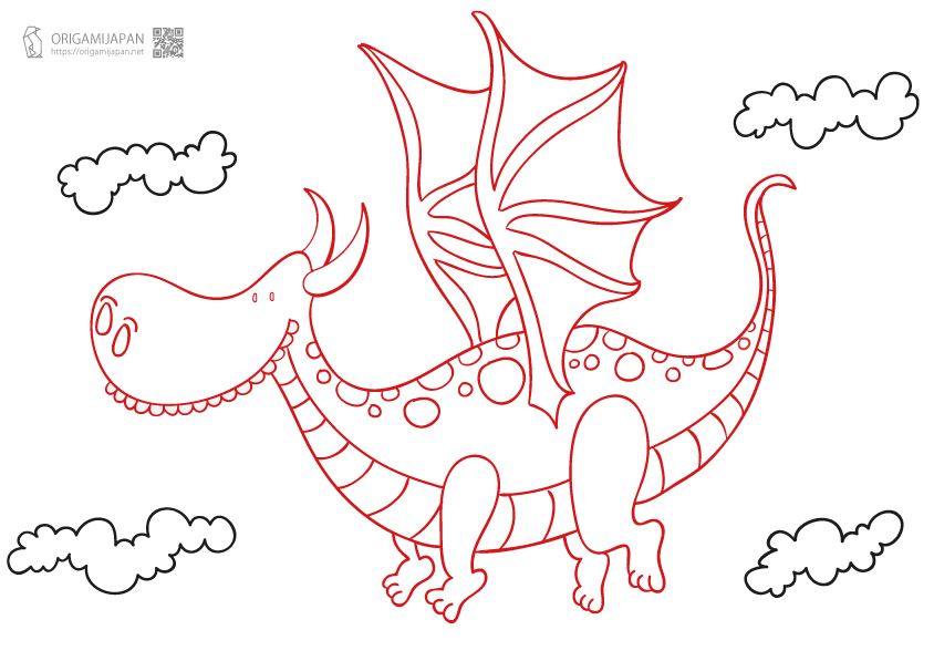 かわいい ドラゴン のぬりえ３種類 幼児子供向け 無料 ダウンロード 折り紙japan
